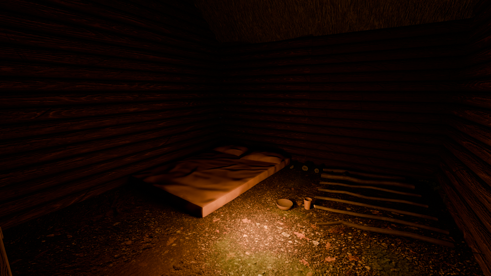 Hovel interior at night